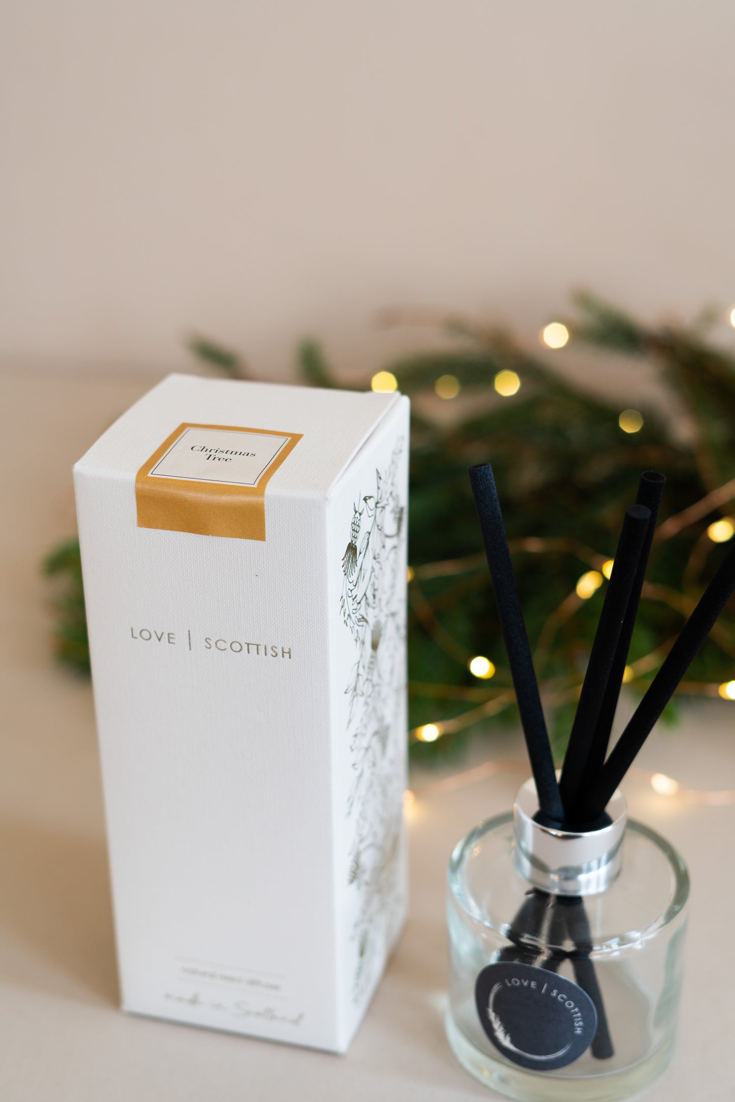 Love Scottish Christmas Tree Diffuser. Made in Scotland.