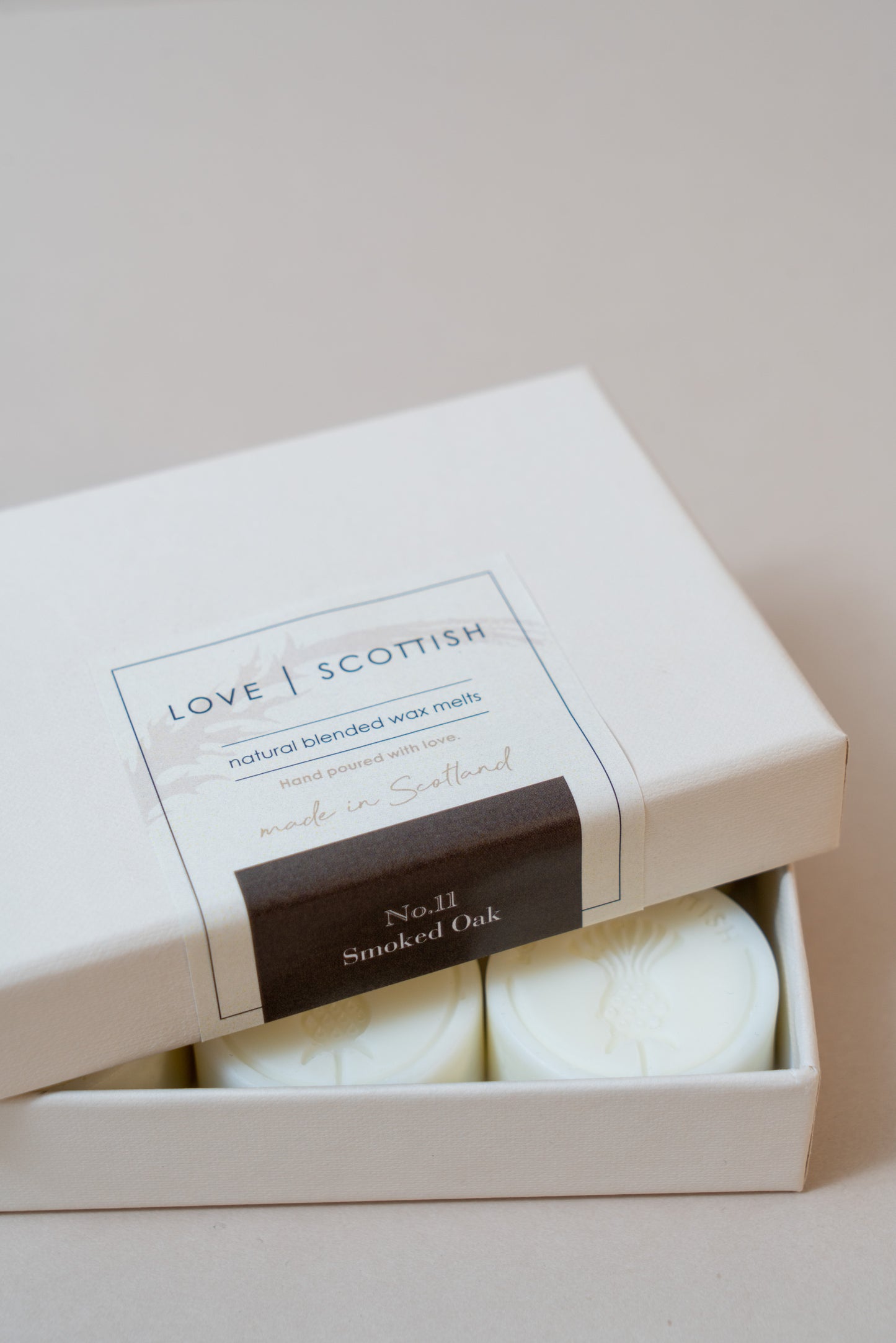 Smoked Oak Wax Melts on a White Background