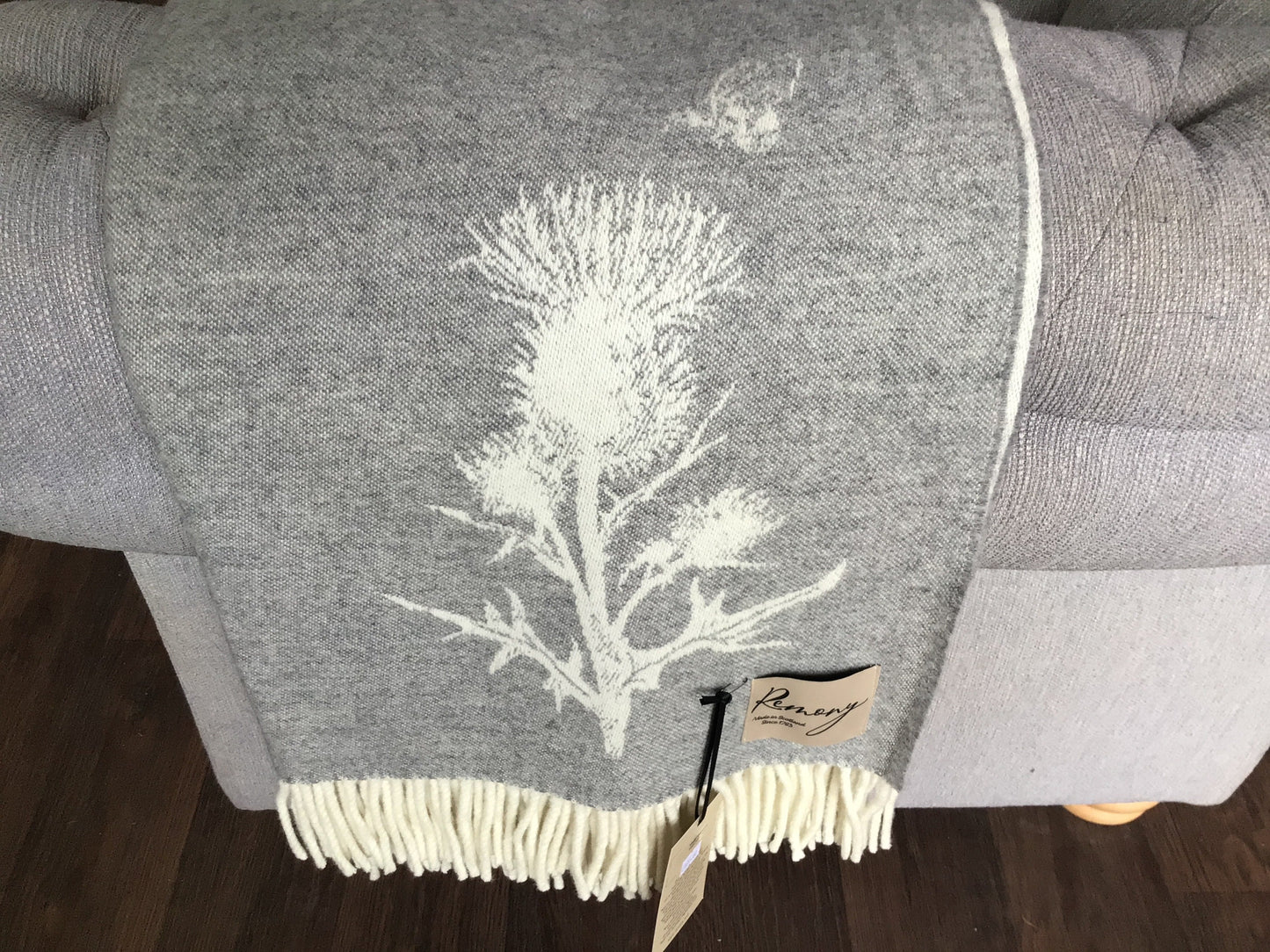 Isle Mill- Thistle Throw- Grey and Cream/Double Sided Design lovescottish