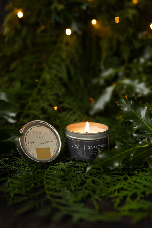 Christmas Tree Natural Wax Scented Candle Tin lovescottish