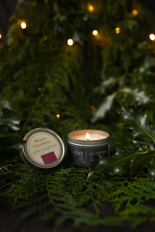 Winter Cranberry Natural Wax Scented Candle Tin lovescottish
