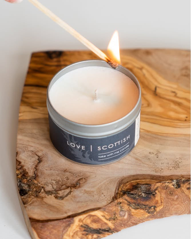 Amber Glow Natural Wax Scented  Candle  Tin lovescottish