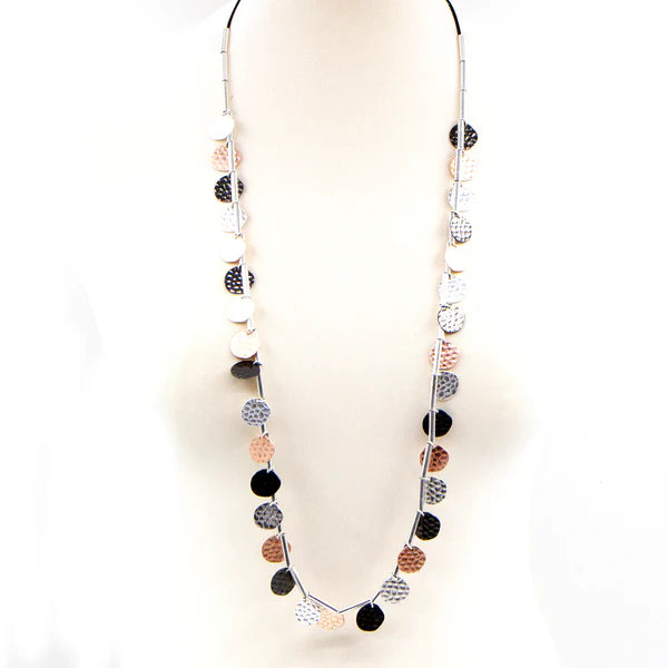 Sarah Tempest-Long Multi Disc Necklace on Wax Cord