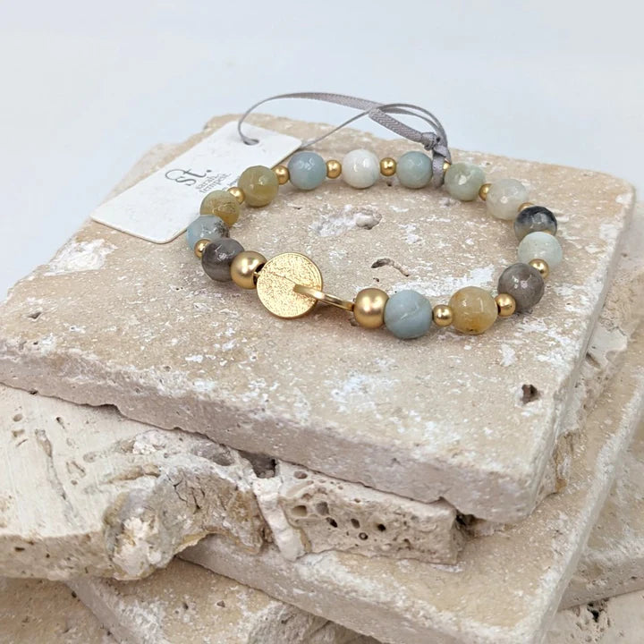 Sarah Tempest-Facetted Amazonite Stretchy Beaded Bracelet