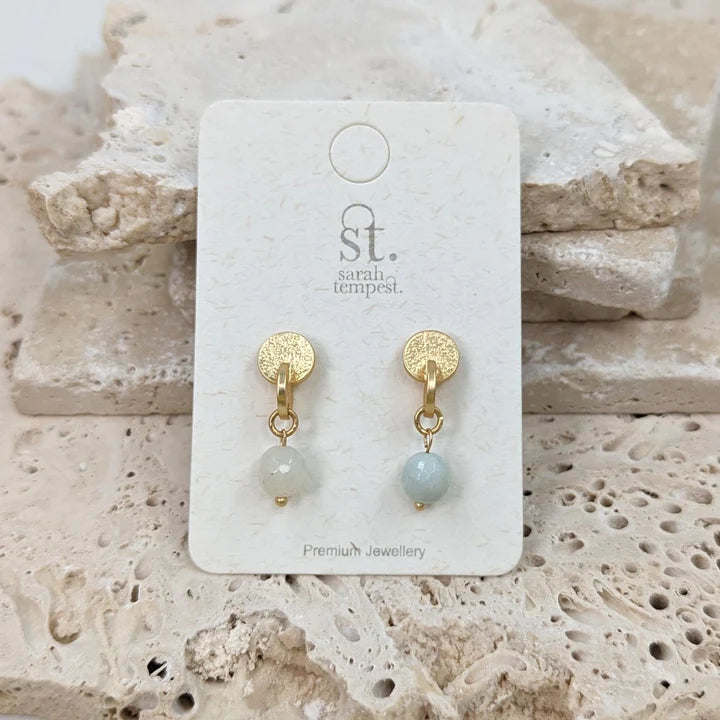 Sarah Tempest-Textured Linked Disc Earrings with Facetted Amazonite