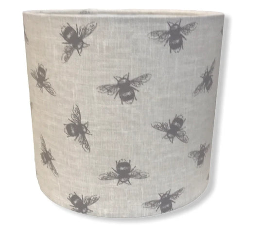 Tuppence-LInen Grey Busy Bee Lampshade