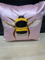 Tuppence-Velvet Pale Pink Bee Cushion