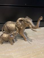 Bronzed Elephant and Calf Ornament