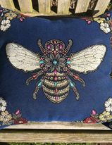 Tuppence-French Woven Fabric Jewel Bee Cushion