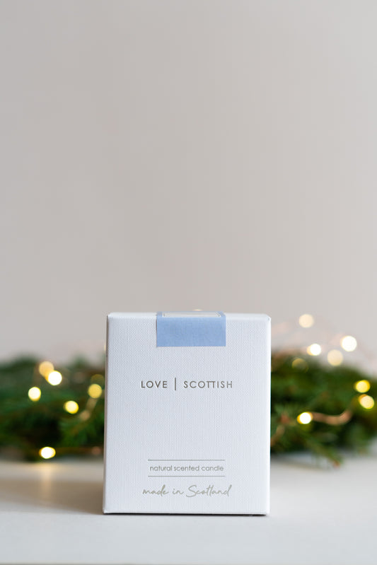 Love Scottish Snowy Nights Candle. Made in Scotland.