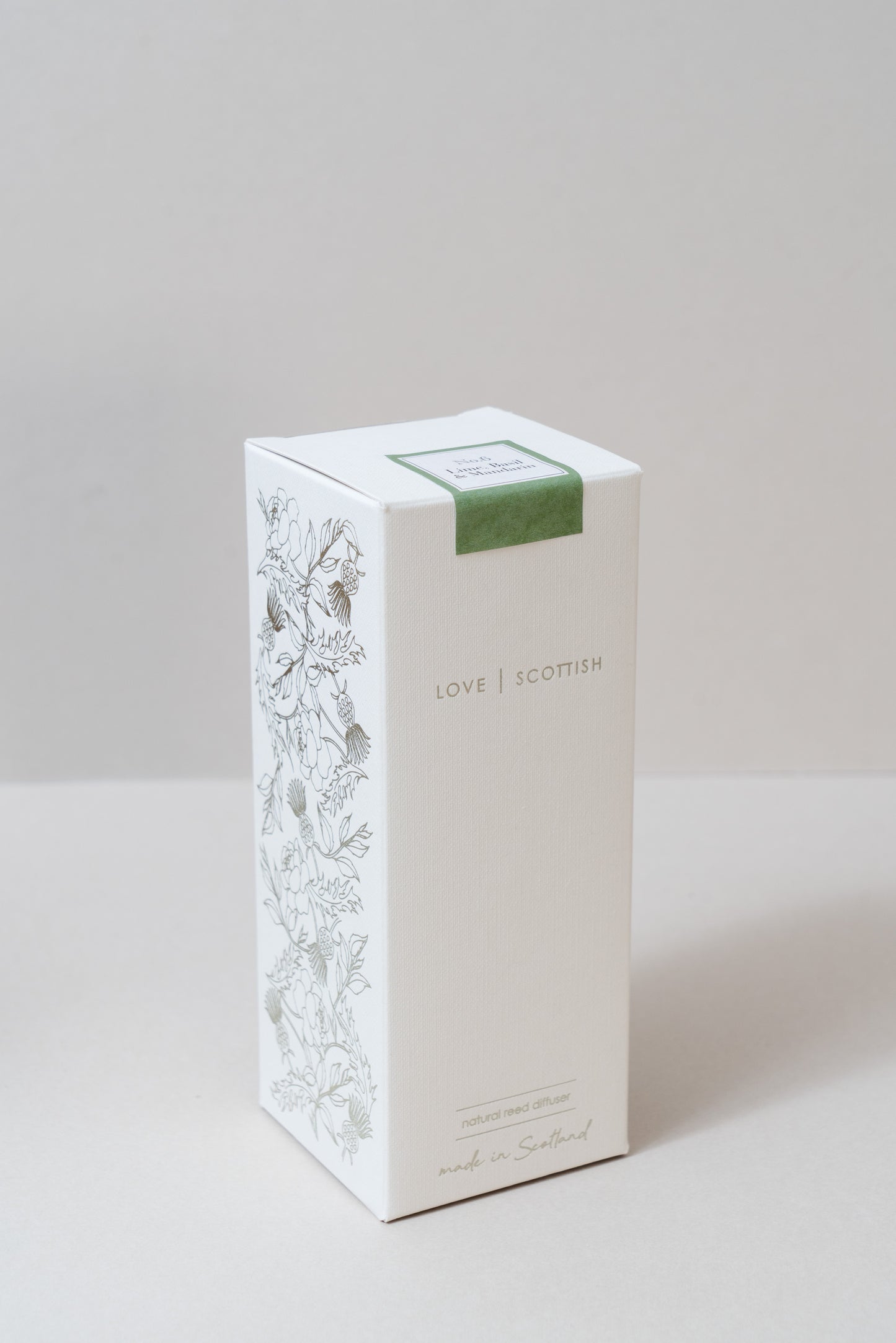 Lime, Basil and Mandarin Reed Diffuser Box on a white background