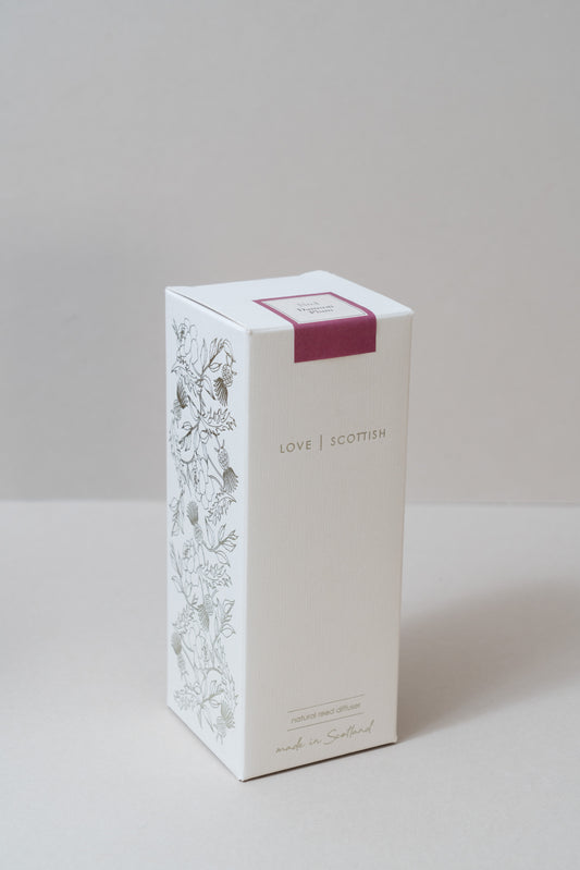 Damson Plum Reed Diffuser Box on a white background