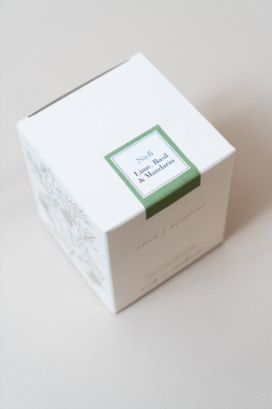 Lime Basil and Mandarin  Medium/Large Candle Box on a white background