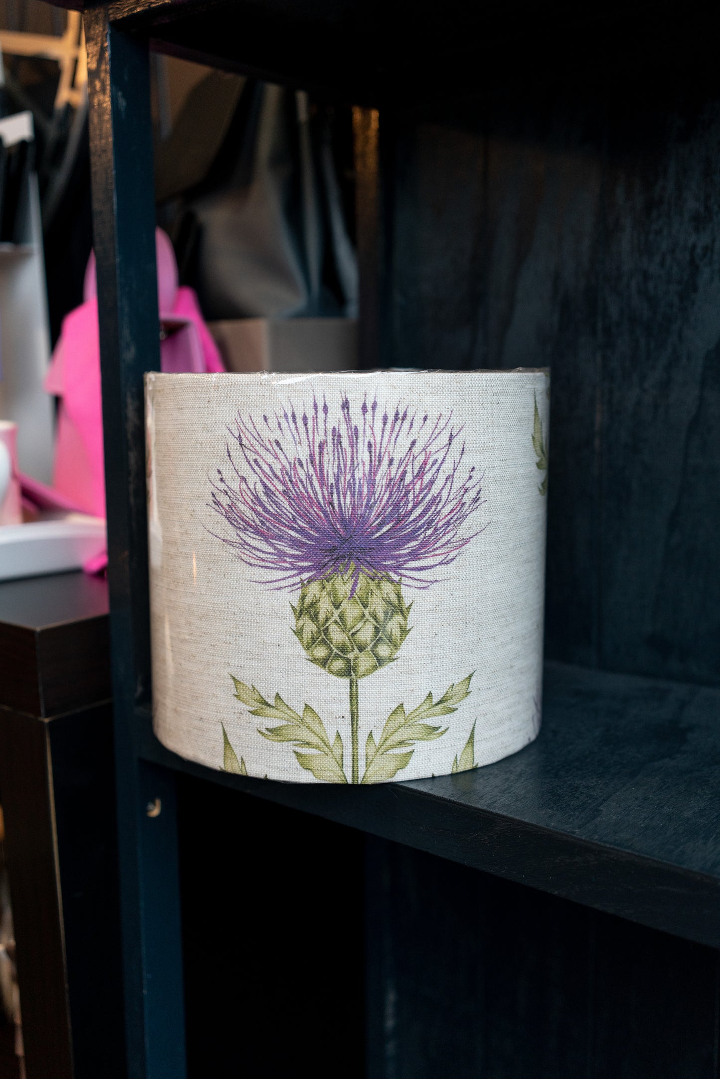 Tuppence-Purple and Natural Thistle Lamp  Shade