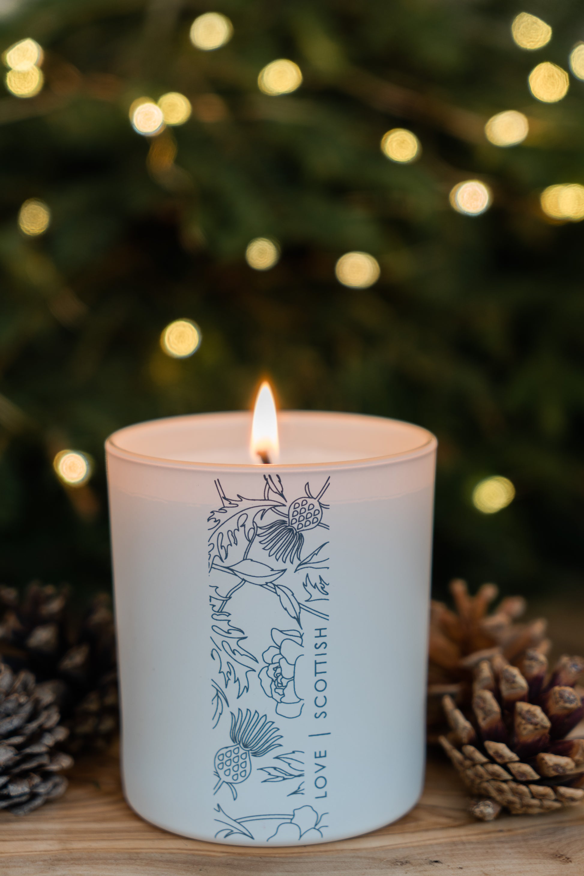Love Scottish Merry Christmas Wax Candle. Made in Scotland.