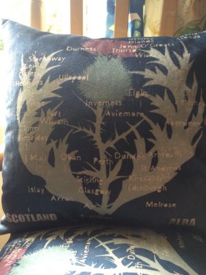 Scottish Chenille Velvet Thistle Map Cushion freeshipping - lovescottish